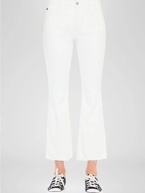 Kan Can USA White Women’s High Rise Cropped Kick Flare Jeans